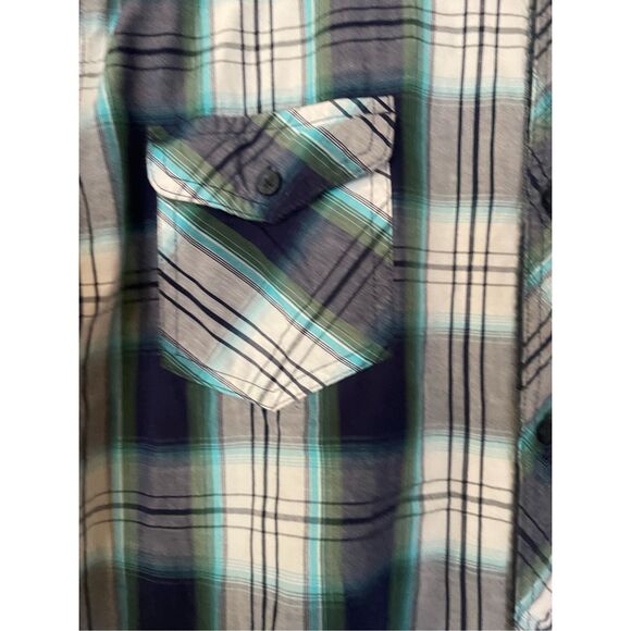 NWOT Lee Men's Green & Black Gingham Short Sleeve Buttons Up Shirt Size XXL - Picture 7 of 10